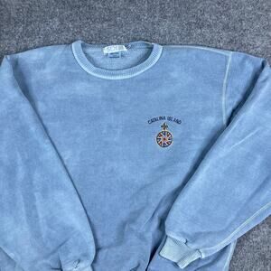 SDI Sweatshirt Womens Size L Blue Catalina Island Embroidered Crewneck Pullover